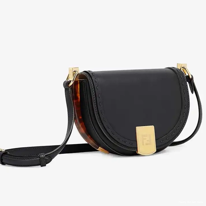 Cheap In Black Leather Logo ROMA Fendi Calf Bag Moonlight 0704